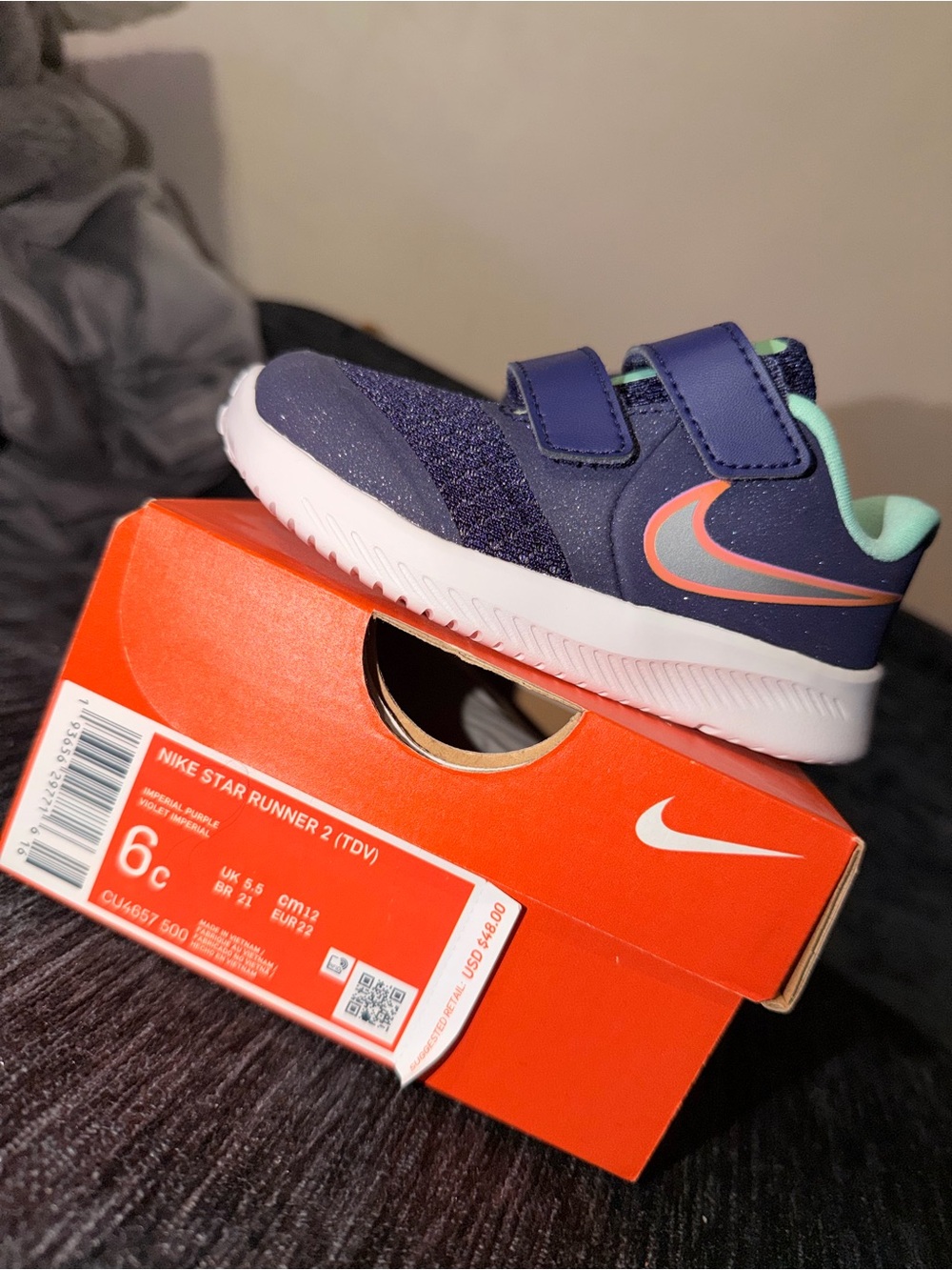 Nike Kids' Navy and Mint with pink check Star Runner 2 Sneakers